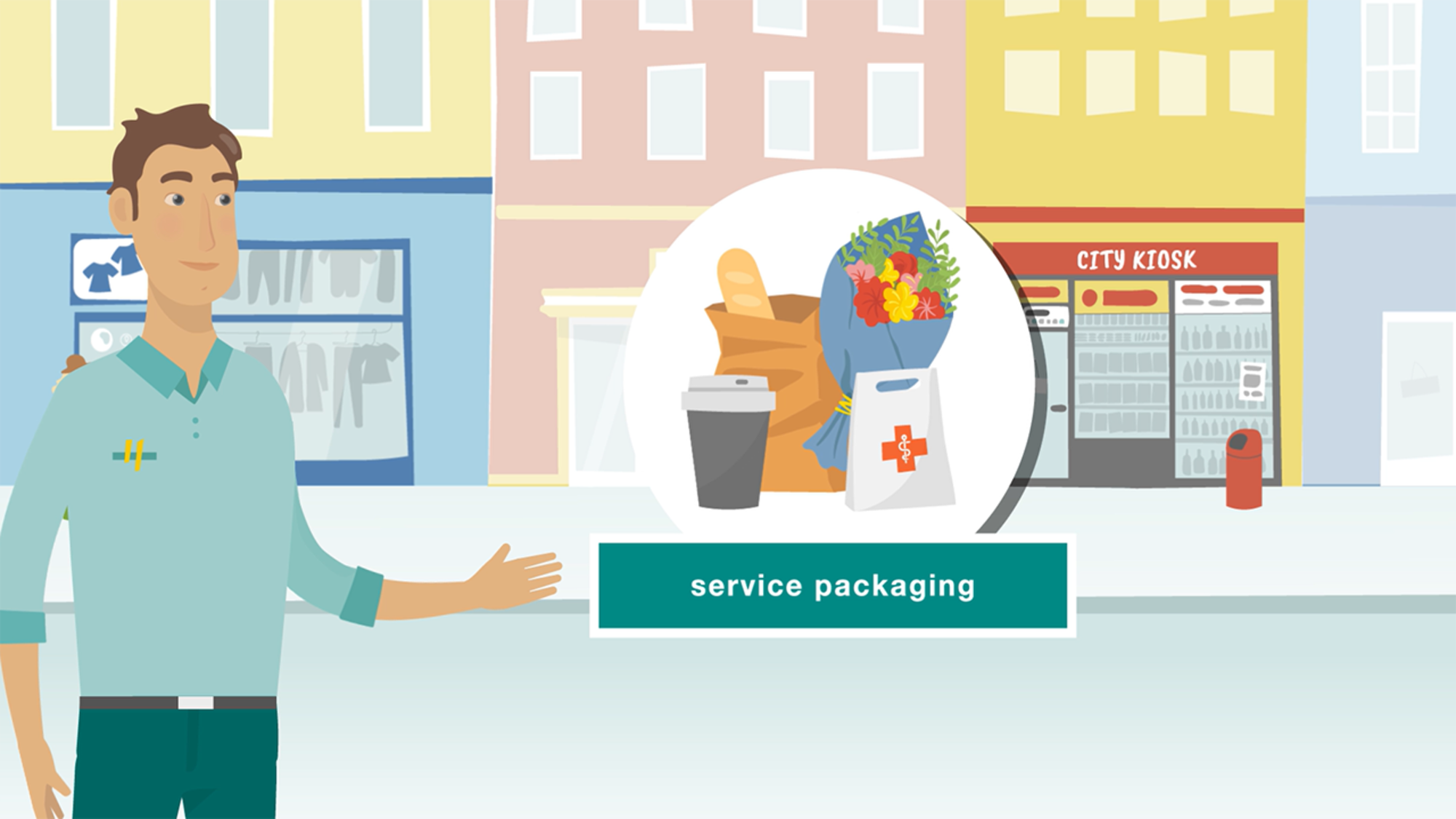 Clicking on the service packaging explainer video will start it.