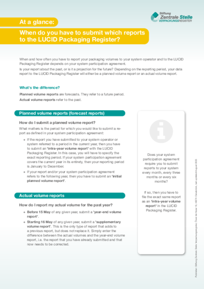 Click to open the PDF instructions: Checklist: Your guide to reporting packaging volumes to the LUCID Packaging Register