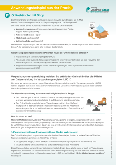 Beim Anklicken öffnet sich die PDF Datei: Praxisbeispiel zur Datenmeldung in einem neuen Fenster